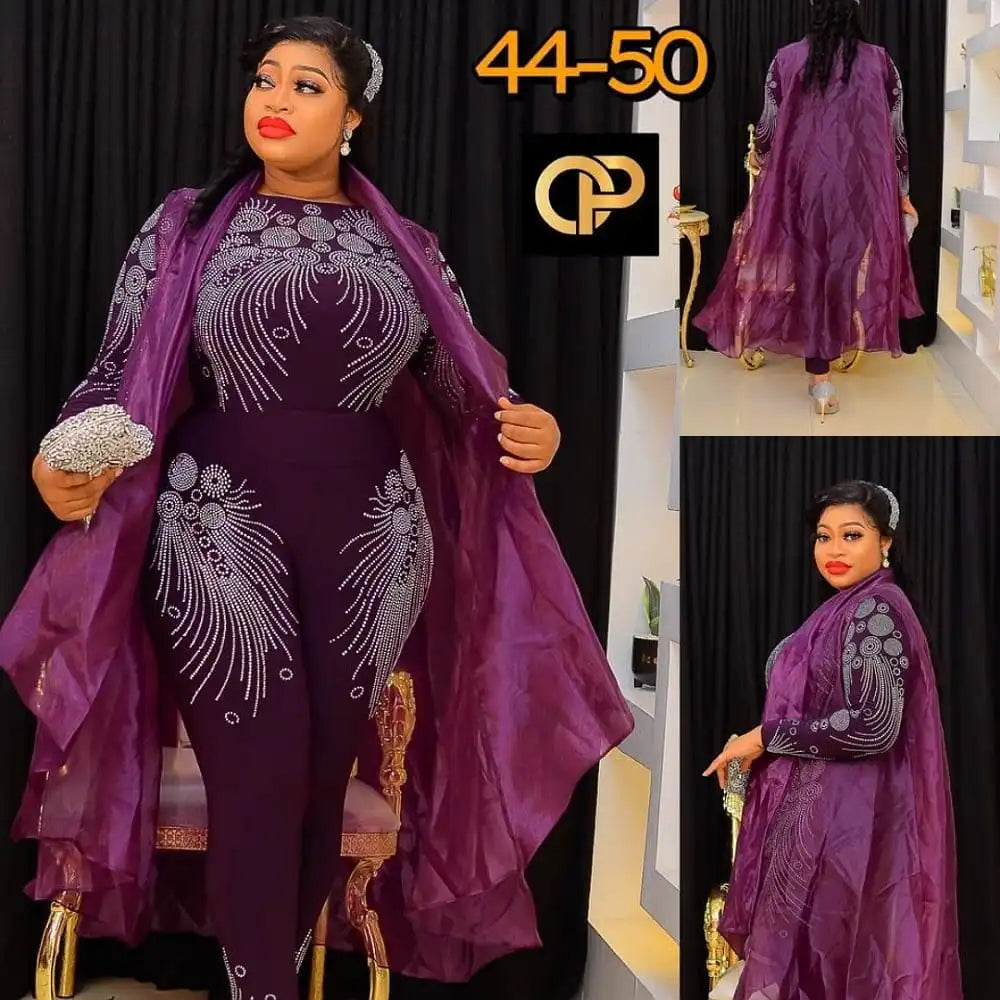 Holiday Embellished 3pcs Purple dress