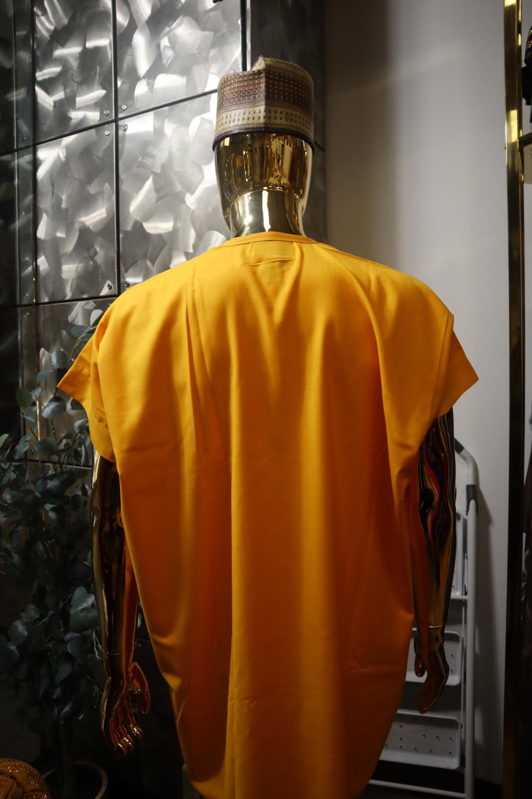 Men's Casual Luxury African Print Short Sleeve Dashiki - Gold