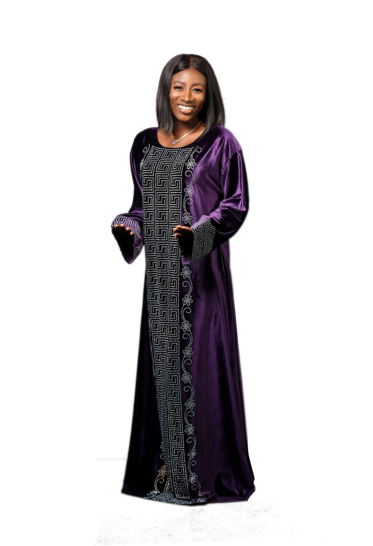 Purple velvet abaya2